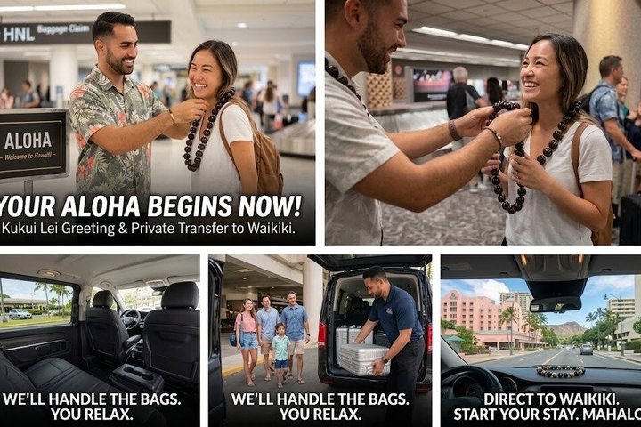 Kukui Lei Greeting and Private Honolulu Airport Transfer